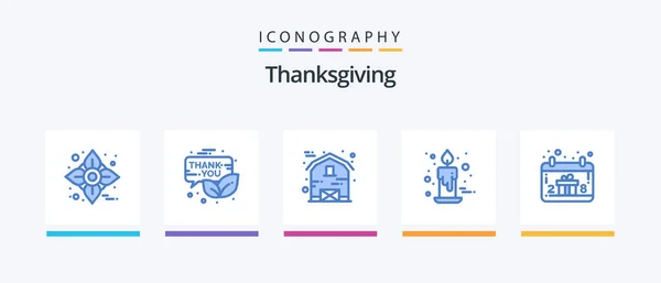 Thanksgiving Blue Icon Pack Including Red Decoration Thanksgiving Thanks Day — Vetor de Stock