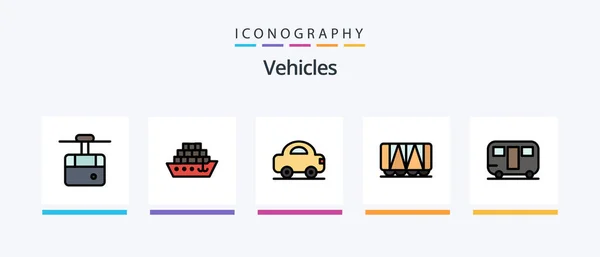 Vehicles Line Filled Icon Pack Including Vehicles Sail School Boat — Archivo Imágenes Vectoriales