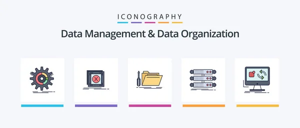 Data Management Data Organization Line Filled Icon Pack Including Rack — Stok Vektör