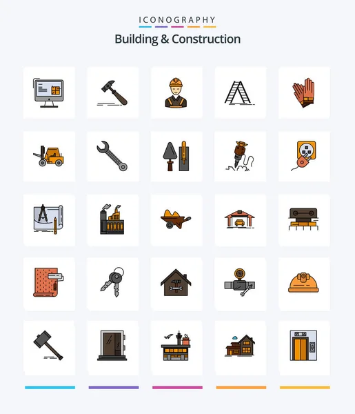 Creative Building Construction Line Filled Icon Pack Construction Ladder Strong — ストックベクタ