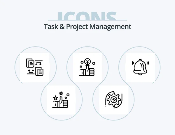Task Project Management Line Icon Pack Icon Design World Smart — Stock Vector