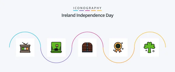 Irsko Nezávislost Day Line Plný Byt Icon Pack Včetně Irštiny — Stockový vektor