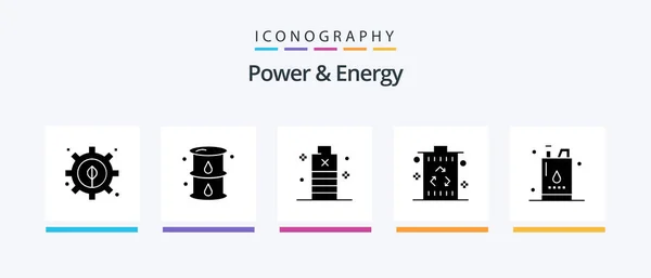 Power Energy Glyph Icon Pack Including Recycle Garbage Battery Energy — Stok Vektör