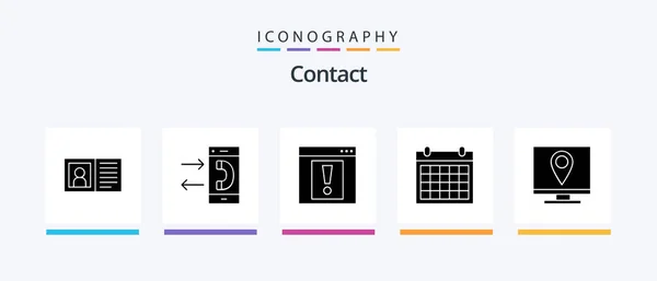 Contacto Glyph Icon Pack Incluindo Contacte Nos Calendário Conversa Cotovelo — Vetor de Stock