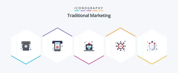 Traditional Marketing Flat Icon Pack Including Market Lead Offer Strategy — Stockvector
