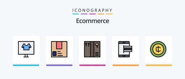 Ecommerce Line Filled Icon Pack Including Shopping Online Pay Credit — Wektor stockowy