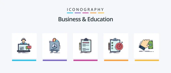 Business Education Line Filled Icon Pack Including Pay Ppc Finance — Wektor stockowy