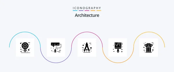 Architecture Glyph Icon Pack Including Color Paint Roller Brush Brush — Archivo Imágenes Vectoriales