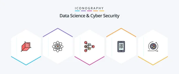 Data Science Cyber Security Filledline Icon Pack Including Modeling Secure — Stock Vector