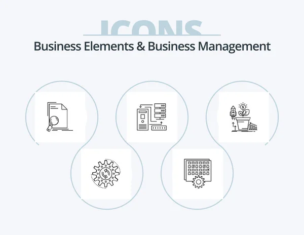Business Elements Business Managment Linea Icona Pack Icona Design Gestione — Vettoriale Stock