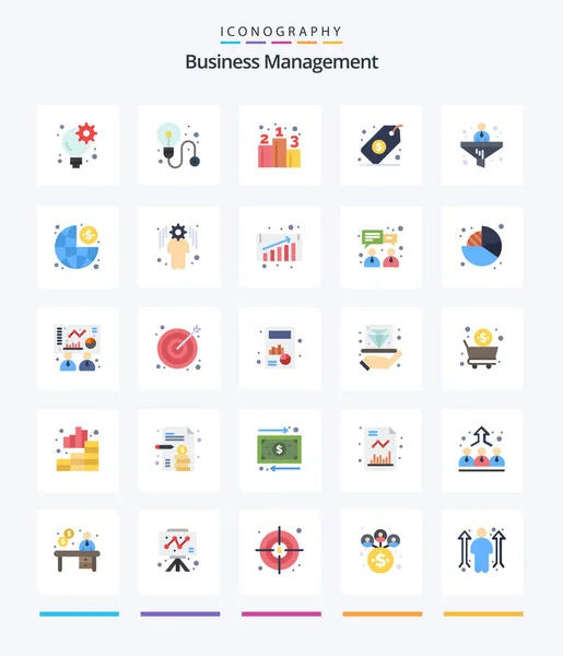 Creative Business Management Pack Iconos Planos Como Filtro Negocios Posición — Vector de stock