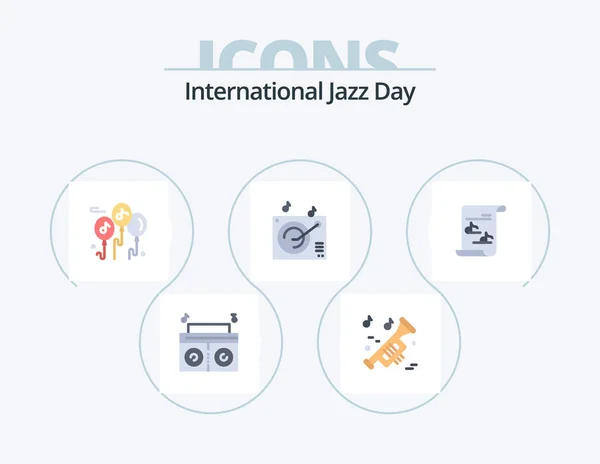 International Jazz Day Flat Icon Pack Icon Design Music Music — ストックベクタ