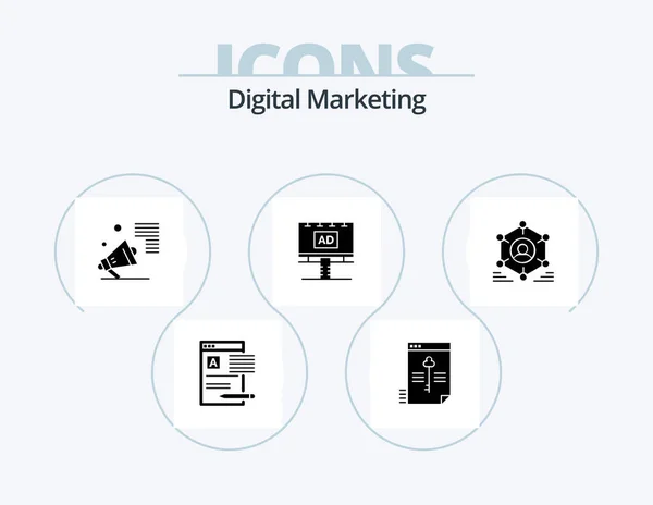 Digital Marketing Glyph Icon Pack Projekt Ikony Baner Reklama Klucz — Wektor stockowy