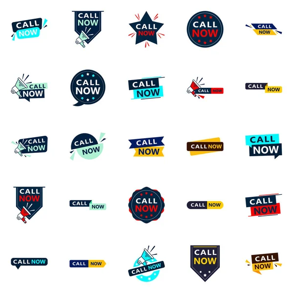 Call Now Unique Typographic Designs Drive Engagement Phone Calls — Stock vektor