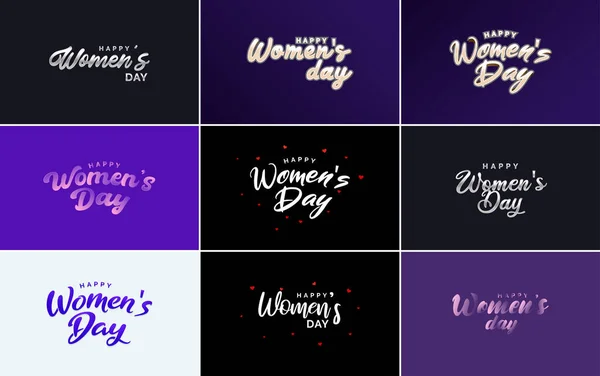 Abstract Happy Women Day Logo Love Vector Design Pink Purple — Vetor de Stock