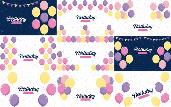Happy Birthday Text Realistic Balloon Vector Illustration Celebration Balloon Colorful — 图库矢量图片