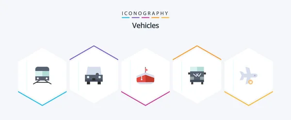 Vehicles Flat Icon Pack Including Flight Van Transportation Transportation Transportation — Wektor stockowy