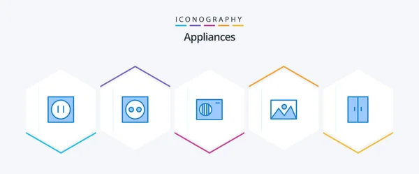 Appliances Blue Icon Pack Including Furniture House Plug Home Ware — 图库矢量图片