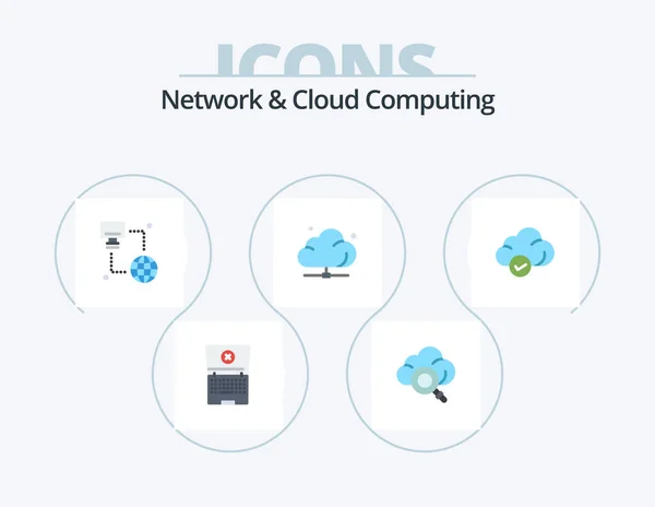Network Cloud Computing Flat Icon Pack Icon Design Storage Cloud — Stock Vector