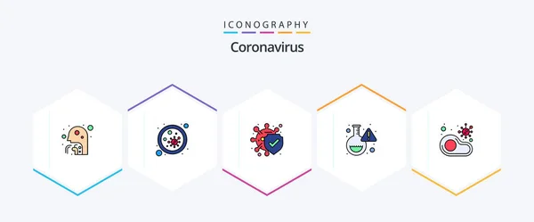 Coronavirus Filledline Icon Pack Including Food Virus Bacteria Research Flask — Vetor de Stock