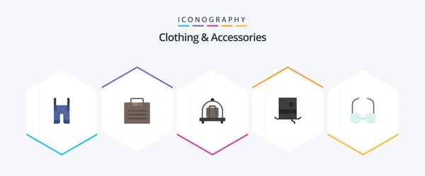 Clothing Accessories Flat Icon Pack Including View Glasses Suitcase Monocle — Διανυσματικό Αρχείο