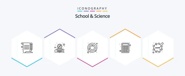 School Science Line Icon Pack Including Nano Astronomy Math Accounting — Image vectorielle