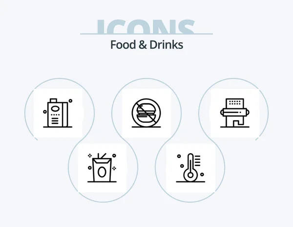 Essen Und Trinken Linie Icon Pack Icon Design Einkaufen Essen — Stockvektor