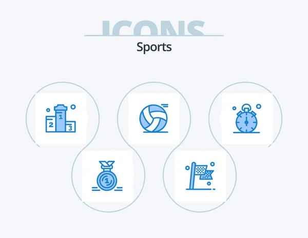 Sports Blue Icon Pack Icon Design Sport Ball Race Race — 图库矢量图片