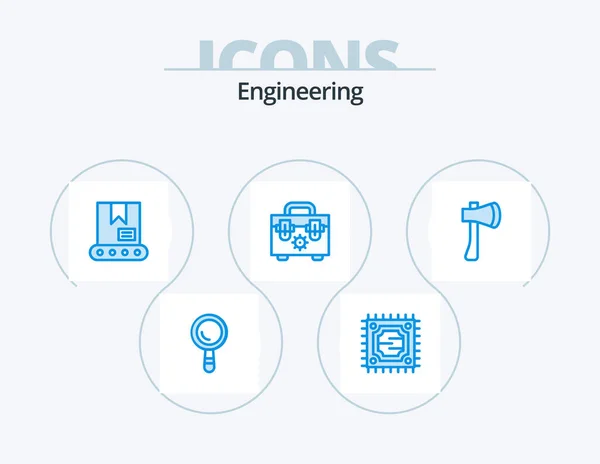 Engineering Blue Icon Pack Icon Design Construction Axe Tool Crane — 스톡 벡터