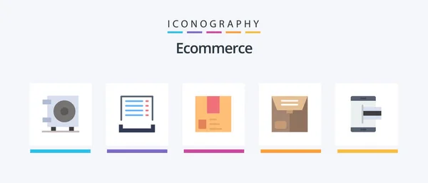 Ecommerce Flat Icon Pack Including Mobile Commerce Commerce Package Commerce — Wektor stockowy