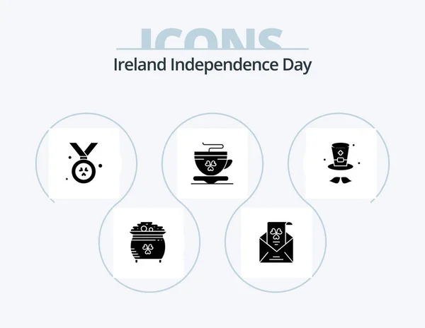 Ireland Independence Day Glyph Icon Pack Icon Design Cap Ireland — Stock vektor