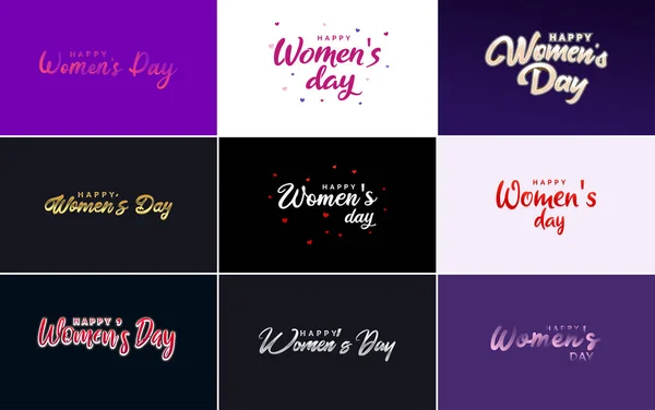 International Women Day Lettering Happy Women Day Greeting Love Shape — Vector de stock
