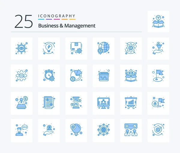 Business Management Blue Color Icon Pack Including Coin Money Box — Stockvector