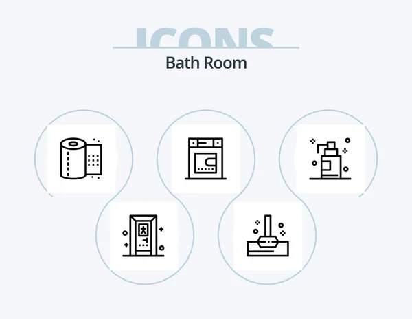 Bath Room Line Icon Pack Icon Design Heater Toilet Water — Stock vektor