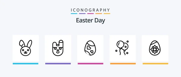 Easter Line Icon Pack Including Tea Easter Easter Egg Rabbit — Stockový vektor