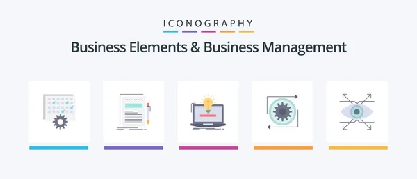 Business Elements Business Managment Flat Icon Pack Including Management Business — Vetor de Stock