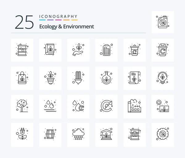 Ecology Environment Line Icon Pack Including Recycle Optimization Environment Engine — Vettoriale Stock