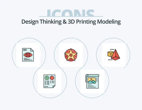 Design Thinking Printing Modeling Line Wypełniony Ikoną Pakiet Projekt Ikony — Wektor stockowy