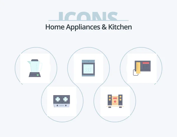 Home Appliances Kitchen Flat Icon Pack Icon Design Phone Cooking — Stok Vektör