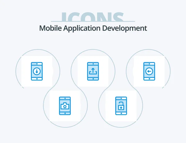 Mobile Application Development Blue Icon Pack Icon Design Upload Mobile — Wektor stockowy