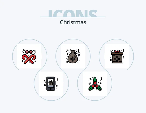 Christmas Line Filled Icon Pack Icon Design Movie Movie Reel — 图库矢量图片