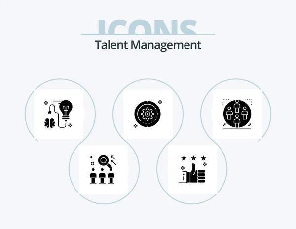 Talent Management Glyph Icon Pack Icon Design Cog Setting Idea — Stockvector