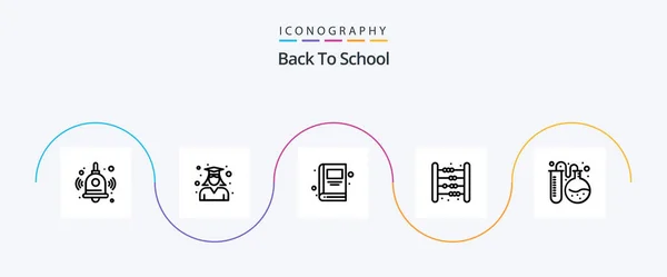 Back School Line Icon Pack Including Flask Tube Math Book — Wektor stockowy