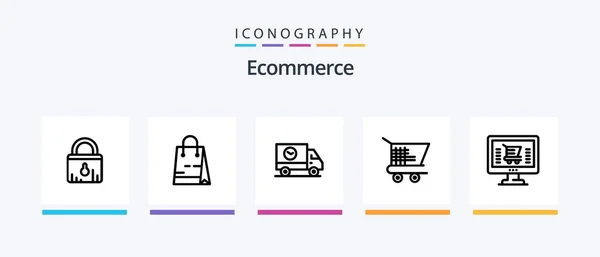 Ecommerce Line Icon Pack Including Sale Ecommerce Ecommerce Shopping Barcodes — Stock vektor