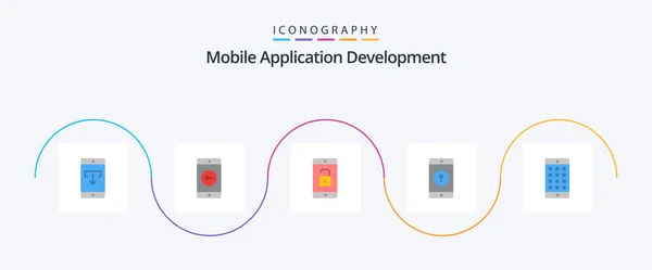 Mobile Application Development Flat Icon Pack Including Sent Mobile Application — ストックベクタ