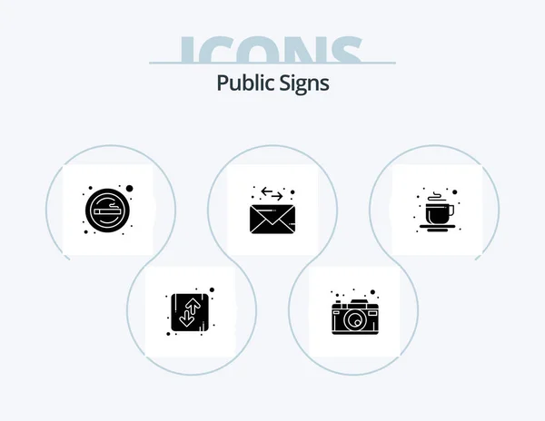 Public Signs Glyph Icon Pack Icon Design Cup Mail Photography — Stock vektor