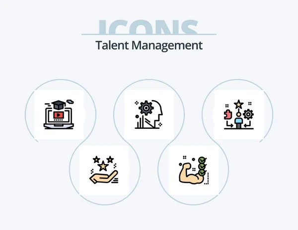 Talent Management Line Filled Icon Pack Icon Design Brain Mind — Vector de stock