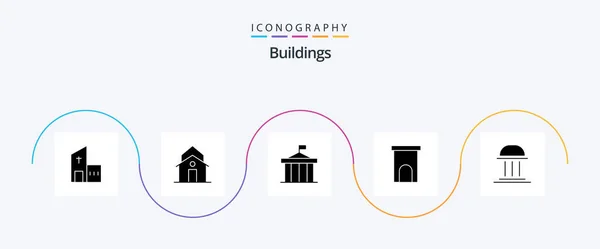 Buildings Glyph Icon Pack Including House Architecture Municipal Greece Columns — Stockvector