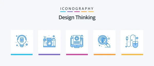 Design Thinking Blue Icon Pack Including Computer Search Document Idea — Image vectorielle