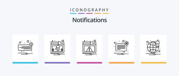Notifications Line Icon Pack Including One Notification Mobile Unread Mail — Stock Vector